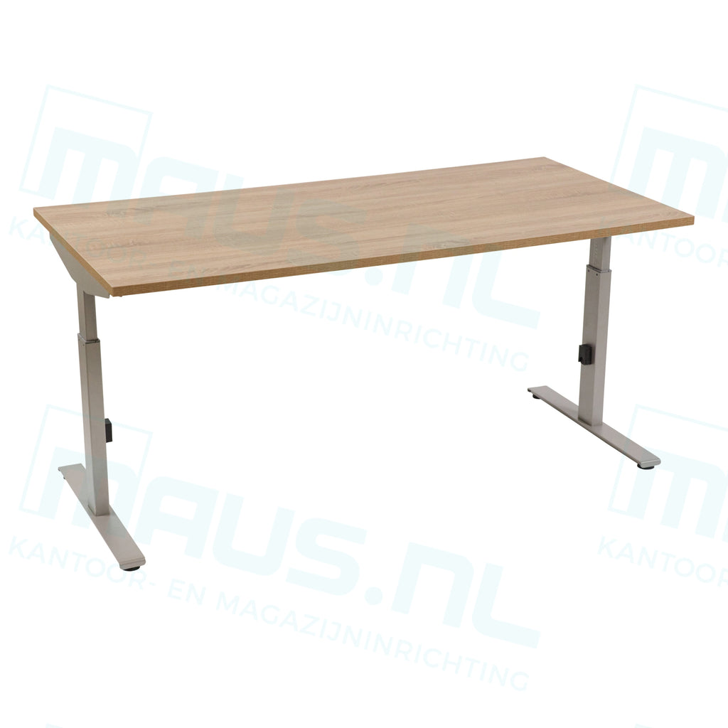 Bureau Dsq 160X80Cm Met T-Poot Aluminium Ral 9006 / Halifax Eiken Bureaus