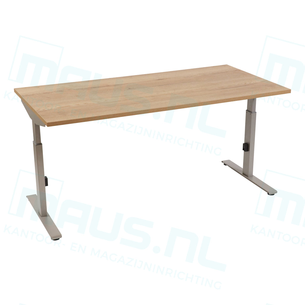 Bureau Dsq 180X80Cm Met T-Poot Aluminium Ral 9006 / Robson Eiken Bureaus