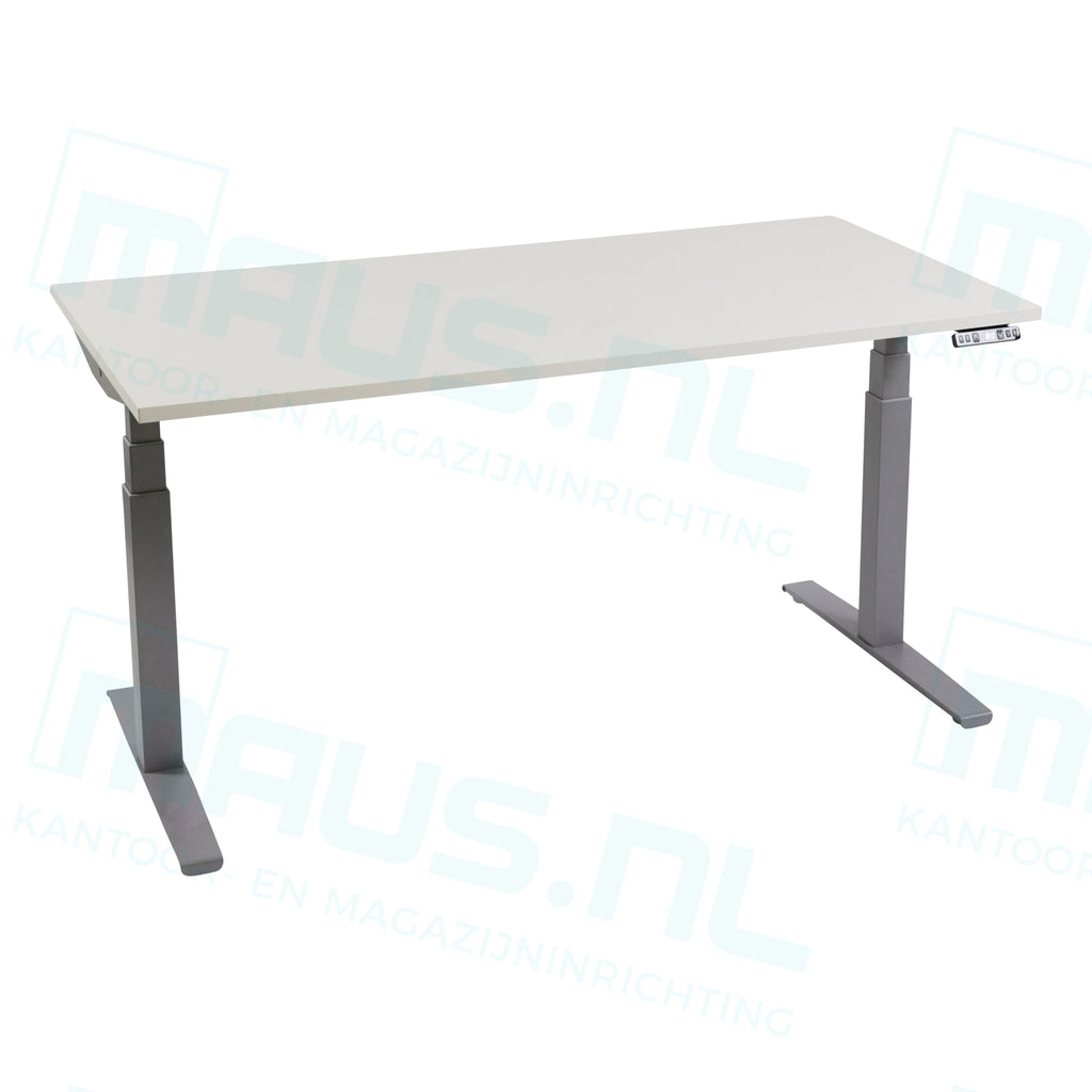 Elektrisch Bureau Dsq 160X80Cm Aluminium Ral 9006 / Wit Bureaus