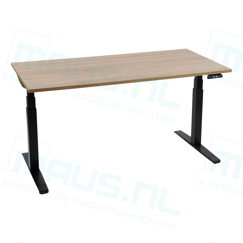 Elektrisch Bureau Dsq 160X80Cm Zwart Ral 9005 / Halifax Eiken Bureaus