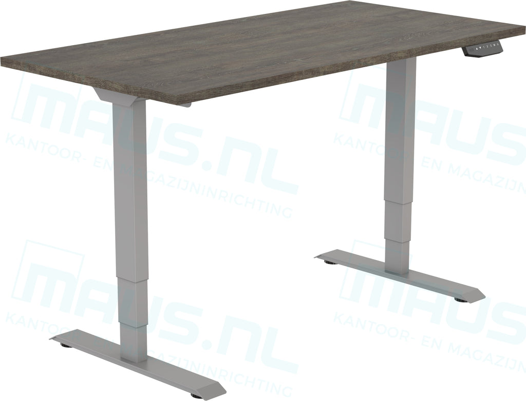 Elektrisch Bureau Dsq Euro 160X80Cm Lichtgrijs Ral 7045 / Logan Eiken Bureaus