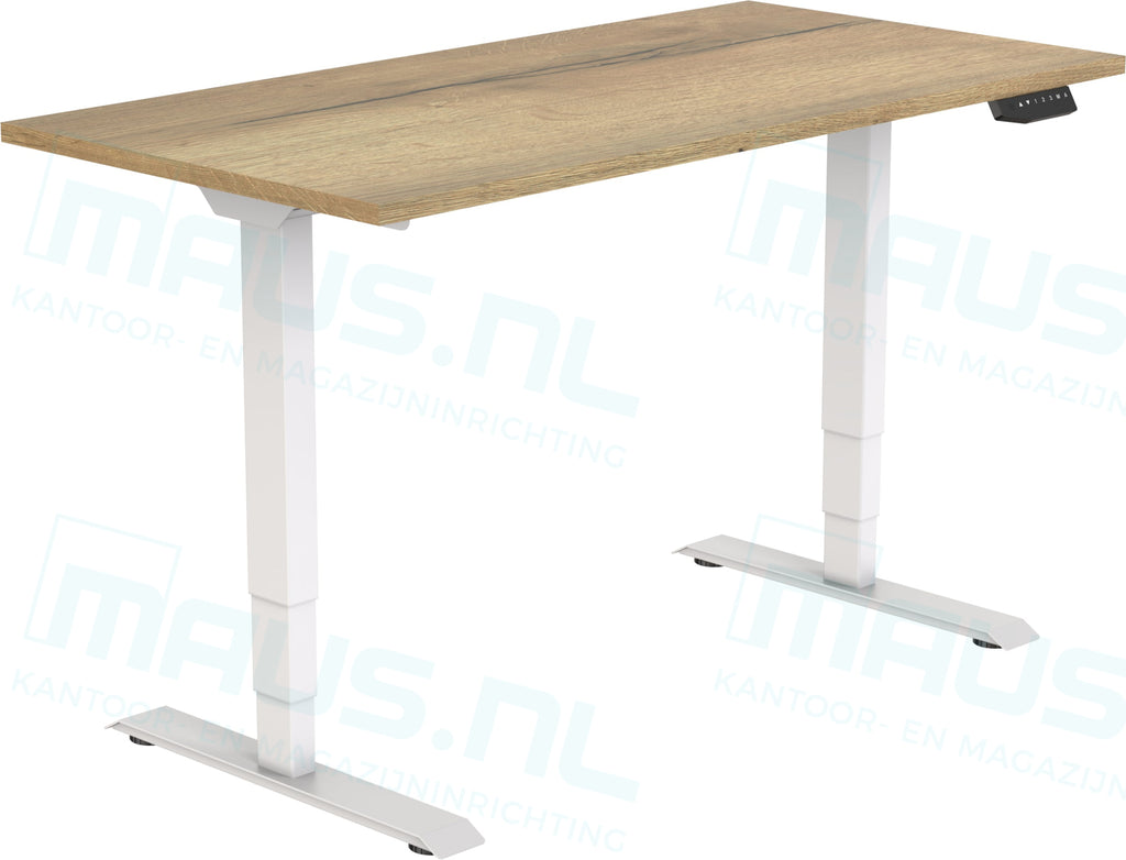 Elektrisch Bureau Dsq Euro 160X80Cm Wit Ral 9016 / Halifax Eiken Bureaus