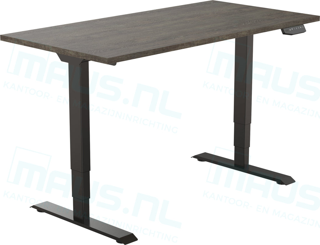 Elektrisch Bureau Dsq Euro 160X80Cm Zwart Ral 9005 / Logan Eiken Bureaus