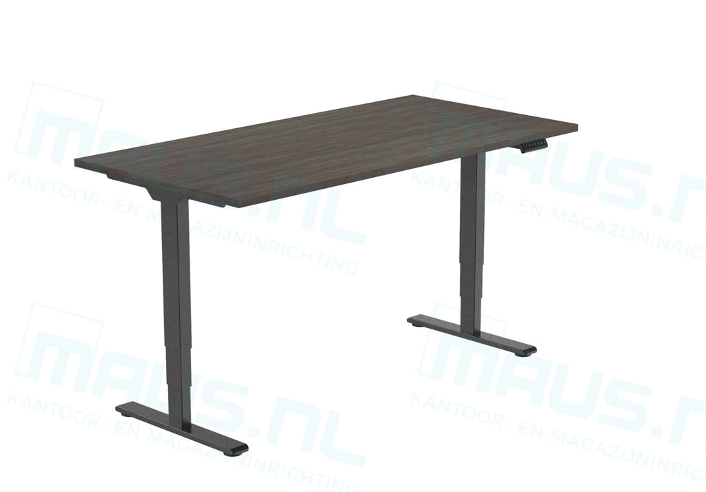 Elektrisch Bureau Dsq Euro125 160X80Cm Zwart Ral 9005 / Logan Eiken Bureaus