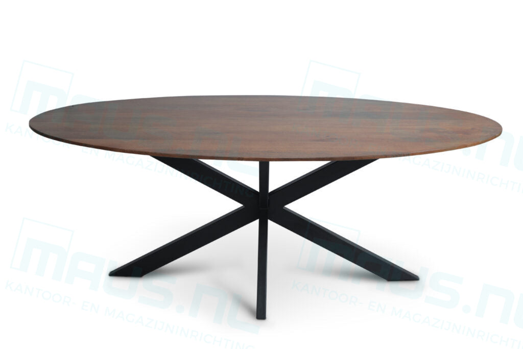 Tafel Tabl W2 Met Spinpoot Ovaal 200X110 Cm Zwart / Bruin Bureaus