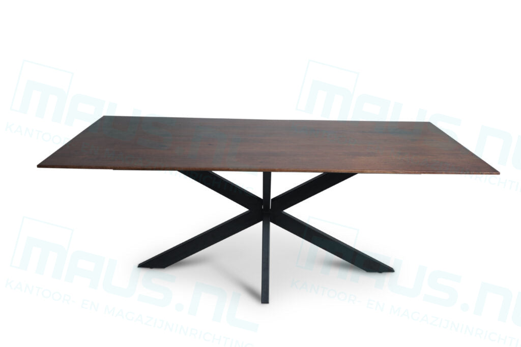 Tafel Tabl W2 Met Spinpoot Rechthoek 220X100 Cm Zwart / Bruin Bureaus