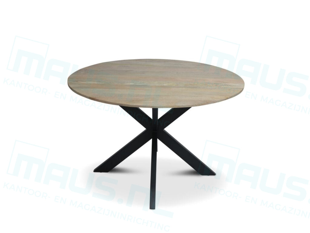 Tafel Tabl W2 Met Spinpoot Rond 110X110 Cm Zwart / Naturel Bureaus