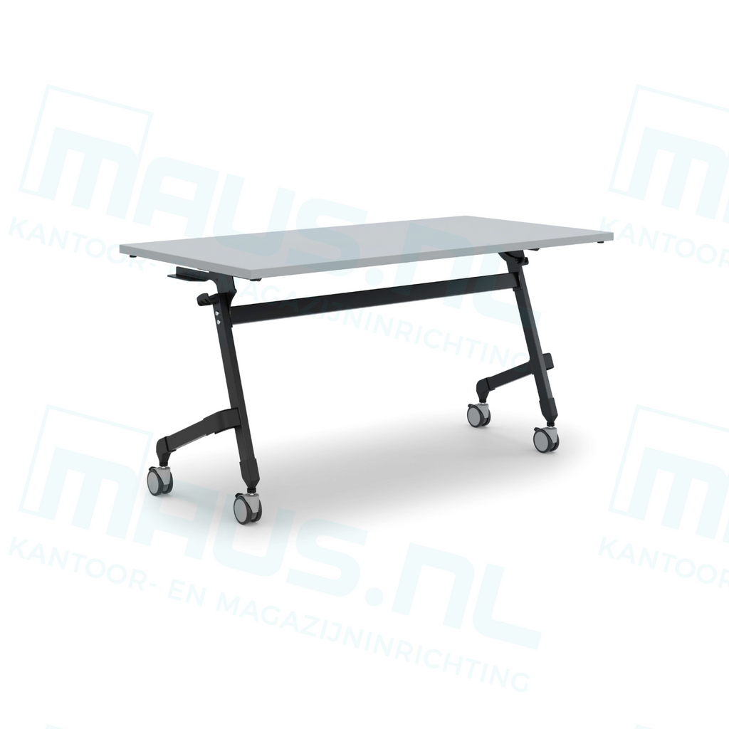 Verrijdbare Klap Tafel Mc 140X60Cm Zwart Ral 9005 / Grijs Kantoortafel